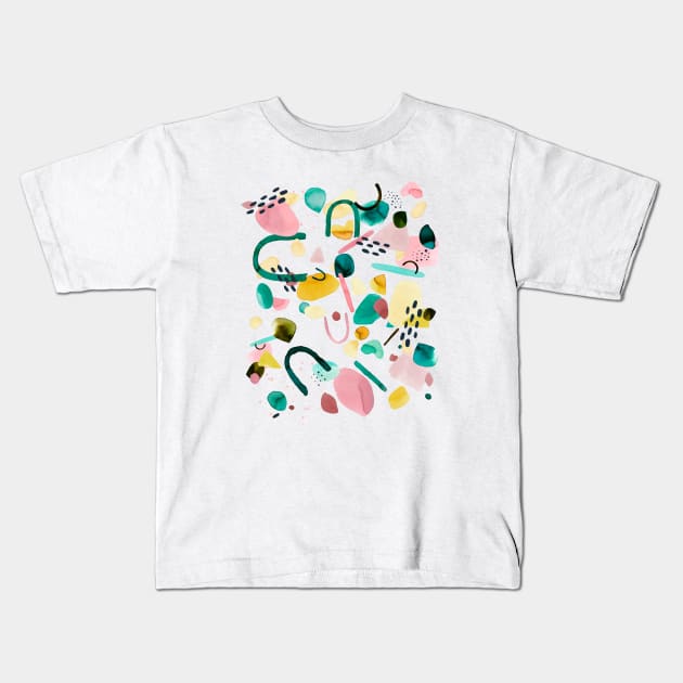 Geometric Organic Pieces Kids T-Shirt by ninoladesign